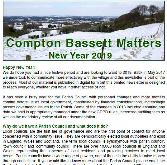 New Year 2019 Compton Bassett Matters