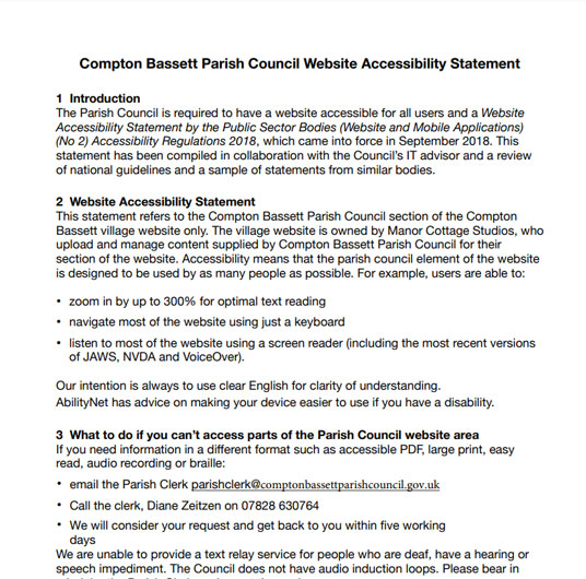 thumbnail image of parish council accessibility statement