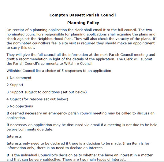 Parish Council Planning Policy Statement